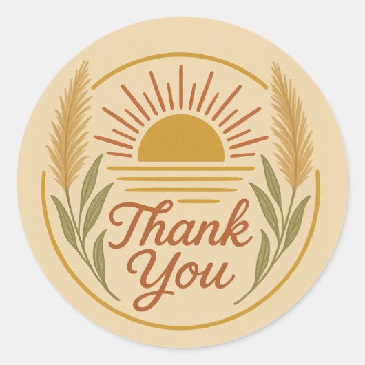 Boho Sun Pampas Grass Vielen Dank, Aufkleber (Vorderseite)