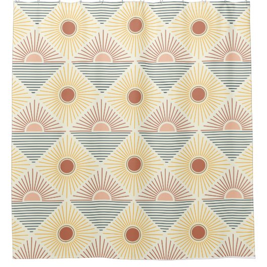 Boho Sun Pattern Duschvorhang (Vorderseite)