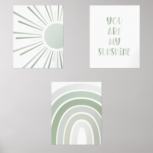 Boho Sun Quote Rainbow Kids Room Bilderwand Sets (Vorderseite)