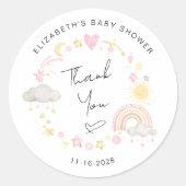Boho Sun Rainbow Baby Girl Shower Vielen Dank Runder Aufkleber (Vorderseite)