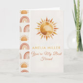 Boho Sun & Rainbow Best Friend Greeting Karte (Vorderseite)