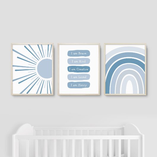 Boho Sun Rainbow Individuelle Name Kinder Affirmat Bilderwand Sets