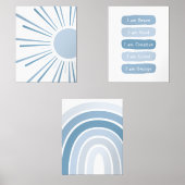 Boho Sun Rainbow Individuelle Name Kinder Affirmat Bilderwand Sets (Vorderseite)