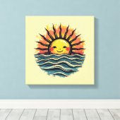 Boho Sun Smiley Leinwand Mauer Kunstdruckerei (Insitu (Holzboden))