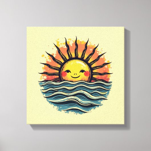Boho Sun Smiley Leinwand Mauer Kunstdruckerei (Vorderseite)