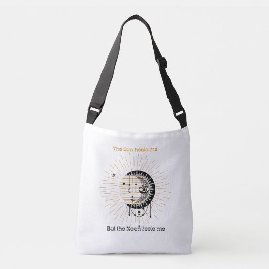 Boho Sun und Moon Tragetaschen Mit Langen Trägern (Vorderseite)