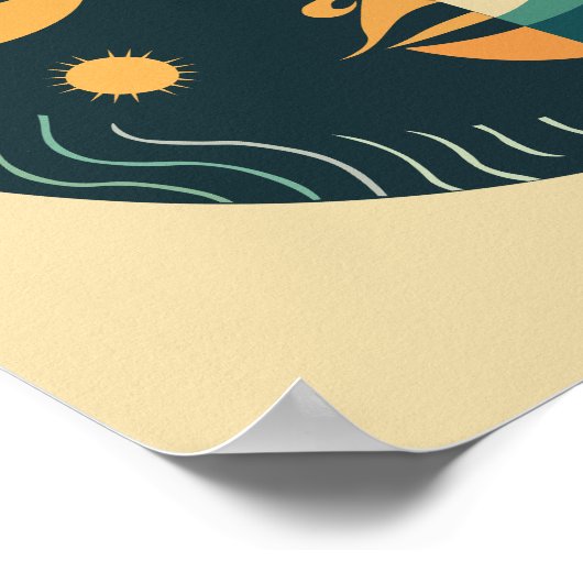 Boho Sun und Moon Wall Art Poster (Ecke)