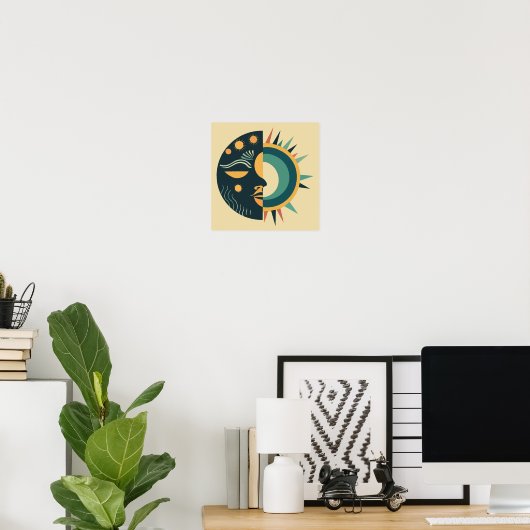 Boho Sun und Moon Wall Art Poster (Heimbüro)