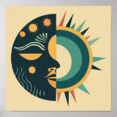 Boho Sun und Moon Wall Art Poster (Vorne)
