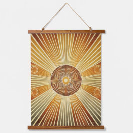 "Boho Sun Wall Tapestes - Goldener Sonnenbrand mit Wandteppich Mit Holzrahmen