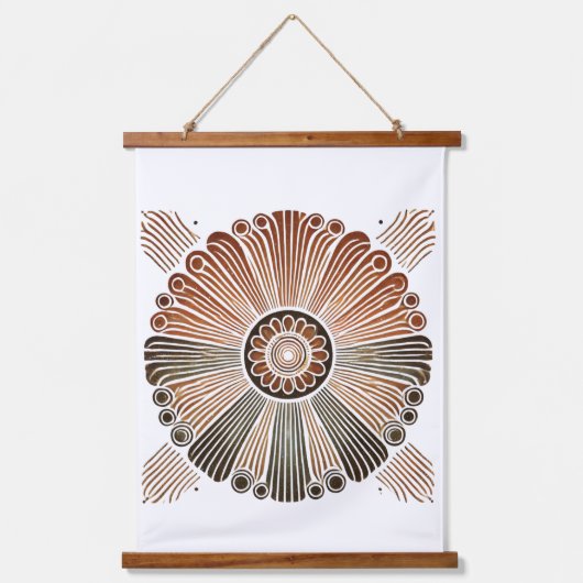 "Boho Sun Wall Tapestes - Goldener Sonnenbrand mit Wandteppich Mit Holzrahmen (Vorderseite)