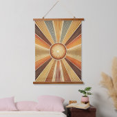 "Boho Sun Wall Tapestes - Goldener Sonnenbrand mit Wandteppich Mit Holzrahmen (Schlafzimmer)