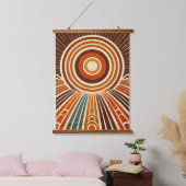 "Boho Sun Wall Tapestes - Goldener Sonnenbrand mit Wandteppich Mit Holzrahmen (Schlafzimmer)
