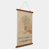 "Boho Sun Wall Tapestry - Goldene Sonne mit Inspir Wandteppich Mit Holzrahmen (Gewinkelt)