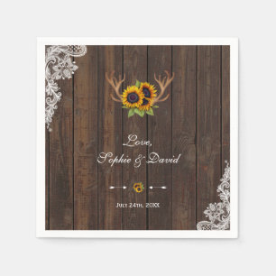Boho Sunblumen Antlers Wood Lace Wedding Serviette