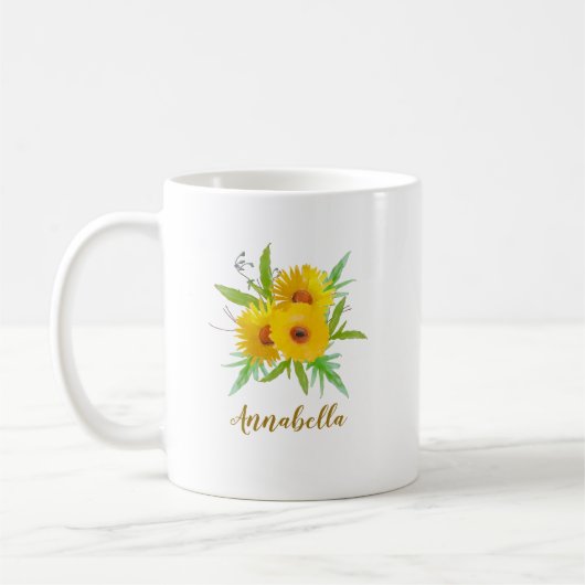 Boho Sunblumen mit Namensgeschenk Kaffeetasse (Links)