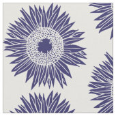 Boho Sunblumen Pattern Navy Blau und Weiß Blumen Stoff (Nahaufnahme)