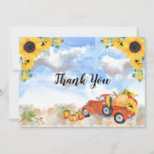 Boho Sunblumen | Pumpkins Girl Babydusche Dankeskarte (Vorderseite)