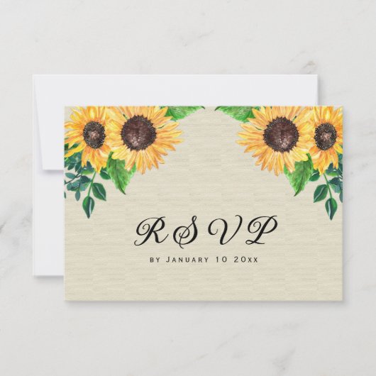 Boho Sunblumen Rustikale Gelbe Blüte RSVP Karte (Vorderseite)