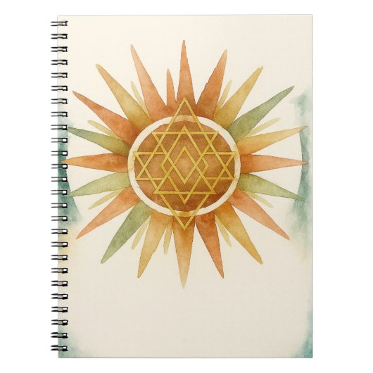 Boho Sunburst Watercolor Notebook – Personalized  Notizblock (Vorderseite)