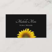 Boho Sunflower Botanical Black Visitenkarte (Vorderseite)