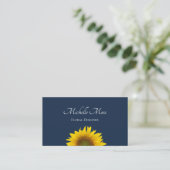 Boho Sunflower Botanical Navy Blue Visitenkarte (Stehend Vorderseite)
