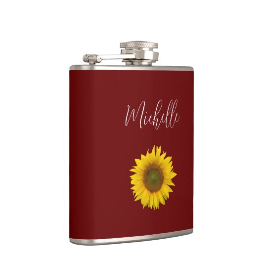 Boho Sunflower Botanical Red Flachmann (Rechts)