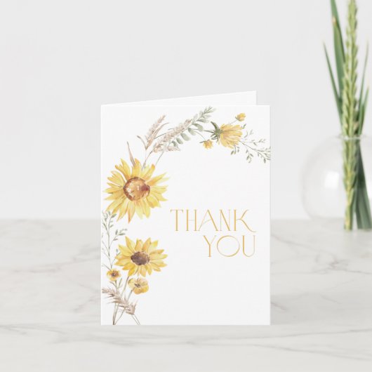 Boho Sunflower Brautparty Danke, Card Dankeskarte (Vorderseite)