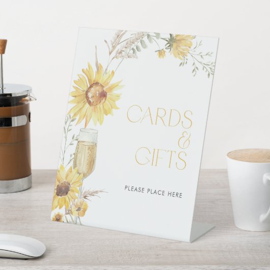 Boho Sunflower Brautparty Karten und Geschenke Sockelschild (In SItu)