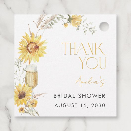 Boho Sunflower Brautparty Vielen Dank Geschenkanhänger (Rückseite)