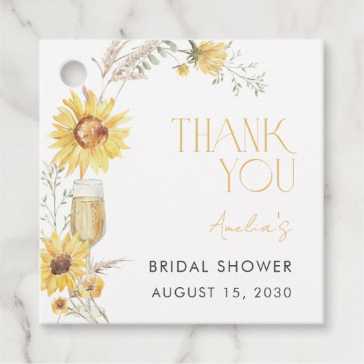 Boho Sunflower Brautparty Vielen Dank Geschenkanhänger (Vorderseite)