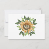 Boho Sunflower Complete Wedding RSVP Card Karte (Rückseite)