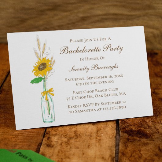 Boho Sunflower Country Gelbe Blüte Bachelorette Einladung