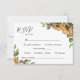 Boho Sunflower Diätbeschränkungen Hochzeit RSVP Karte