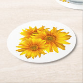 Boho Sunflower Elegant Hochzeitsgelbe Flora Runder Pappuntersetzer (Angewinkelt)
