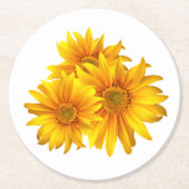 Boho Sunflower Elegant Hochzeitsgelbe Flora Runder Pappuntersetzer (Vorderseite)