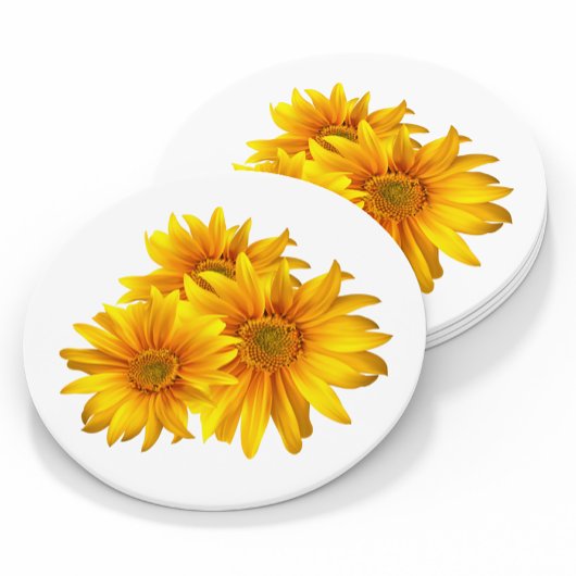 Boho Sunflower Elegant Hochzeitsgelbe Flora Runder Pappuntersetzer