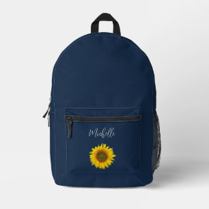 Boho Sunflower Elegant Personalisiert Navy Blue Bedruckter Rucksack