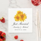 Boho Sunflower Elegante Floral Just Married Weddin Serviette (Beispiel)