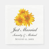 Boho Sunflower Elegante Floral Just Married Weddin Serviette (Vorderseite)