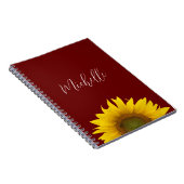 Boho Sunflower Elegante Floral Red Notizblock (Rechte Seite)