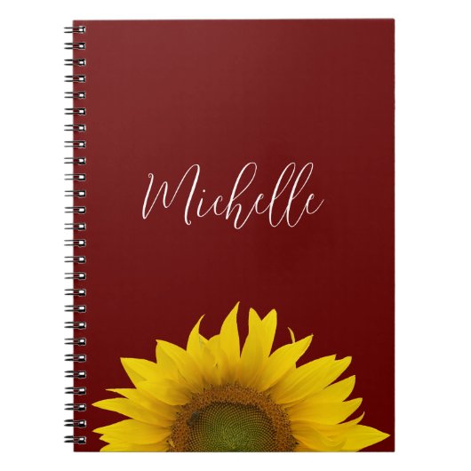 Boho Sunflower Elegante Floral Red Notizblock (Vorderseite)