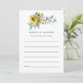 Boho Sunflower Eucalyptus Brautparty Hinweiskarte (Stehend Vorderseite)