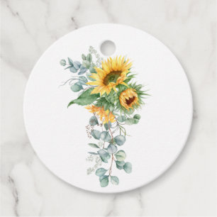 Boho Sunflower Eucalyptus Geschenkanhänger