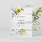 Boho Sunflower Eucalyptus QR Code UAWG Wedding Einladung (Stehend Vorderseite)