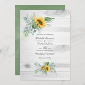 Boho Sunflower Eucalyptus QR Code UAWG Wedding Einladung (Vorne/Hinten)