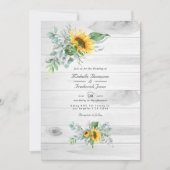 Boho Sunflower Eucalyptus Rustic Country Wedding Einladung (Vorderseite)