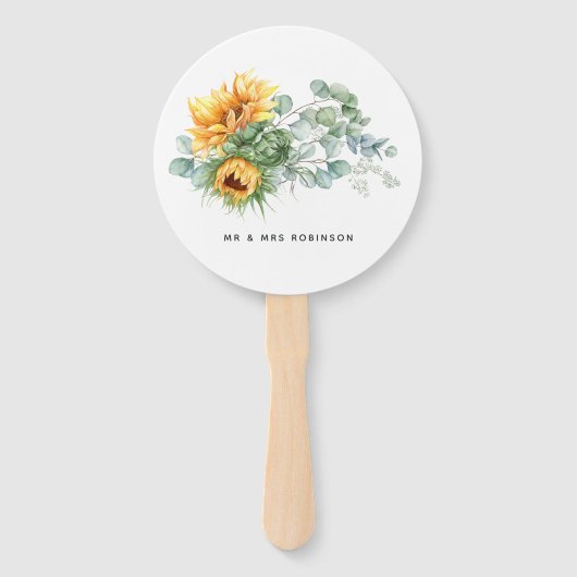 Boho Sunflower Eucalyptus Wedding Fächer (Vorderseite)