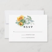 Boho Sunflower Eucalyptus Wedding RSVP Karte (Vorderseite)