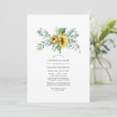 Boho Sunflower Eukalyptus Celebration of Life Invi Einladung (Stehend Vorderseite)
